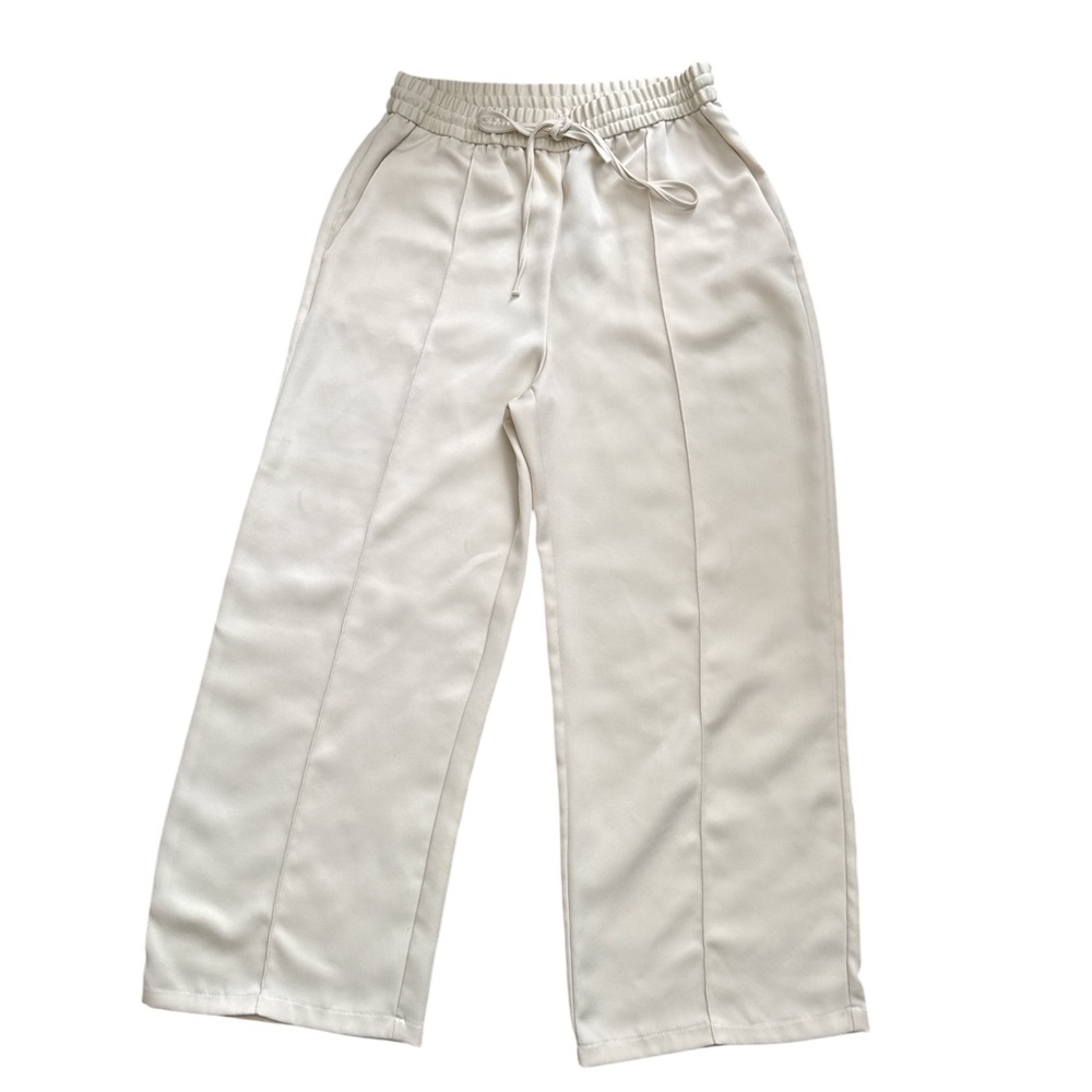 Zara Cream Wide-Leg Drawstring Pants
